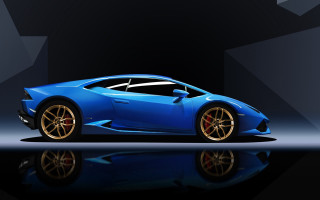 Blue sports car gold rims - a blue sports car free wallpaper