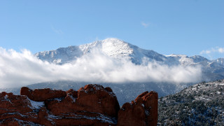 Mountain range snow peak clouds - peak in the distance free wallpaper