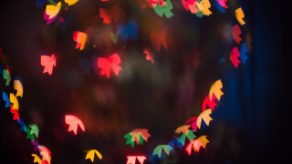 Colorful paper leaves blurry bokeh - delaunay free wallpaper