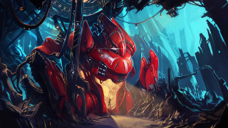Red robot forest blue light - a red robot free wallpaper