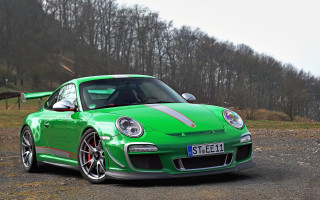 Green porsche forest fence horse - art green free wallpaper for desktop