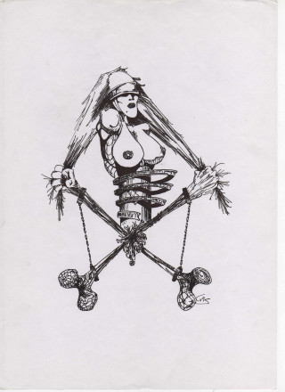 Woman skeleton sword skull crossbones - ed roth free wallpaper