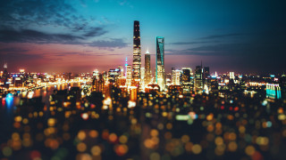 City skyline night lights tilt - building free wallpaper for desktop