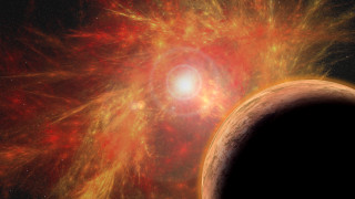 Blackhole brightlight star space art - a bright star in the background free wallpaper