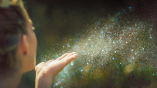 Woman starry sky magic earth - particle free wallpaper