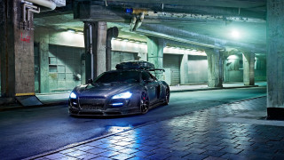 Car parked garage hood lights - a parking garage free wallpaper