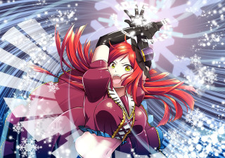 Woman red hair red jacket - a red jacket free wallpaper