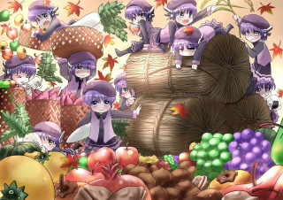 Cartoon characters fruit vegetables pile - a group of cartoon characters free wallpaper