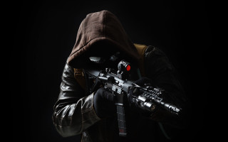 Man hooded jacket gun camera - a hood free wallpaper