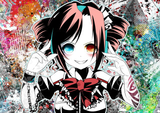Anime character red hair blue - a black shirt free wallpaper