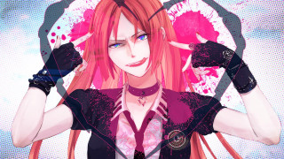 Redhair girl pinkbackground bluecircle toyism - a circle free wallpaper