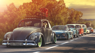 Old cars road trees sunset - the background and a sky background free wallpaper