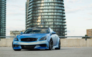 Blue car cityscape building motor - a blue car free wallpaper