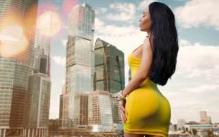 Yellow dress city skyline ferris - skyscraper free wallpaper