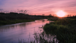 River sunset grass horizon mountain - a river free wallpaper for desktop