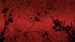 Red black floral butterfly tree - modern free wallpaper