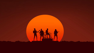 Sunset hill guitar people moon - dave kendall free wallpaper