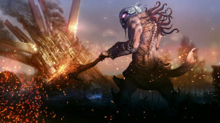 Mask octopus cityscape fire battle - a giant octopus free wallpaper