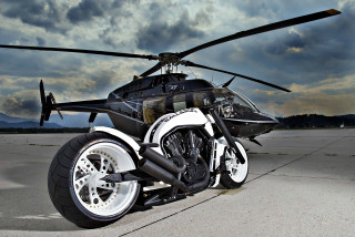 Motorcycle runway cloudy sky helicopter - cafer bater free wallpaper