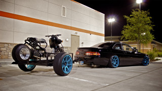 Parked car motorcycle trailer building - parked free wallpaper