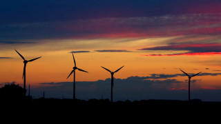 Wind turbines sunset red sky - a red sky in the background free wallpaper for desktop