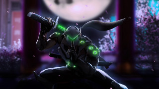 Futuristic gunwoman fullmoon citylights bodysuit - a futuristic setting free wallpaper