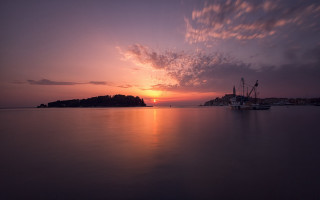 Boat sunset clouds cityscape mountains - the sky above free wallpaper