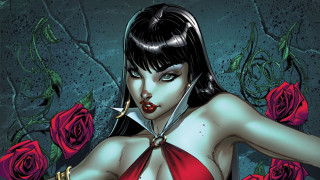 Woman red bikini knife roses - her hand and a knife free wallpaper