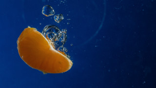 Orange floating bubbles blue background - orange free wallpaper for desktop