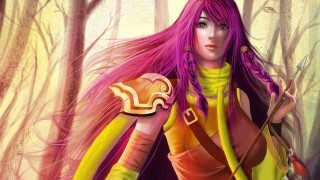 Purple hair knife golden key - purple hair holding free wallpaper