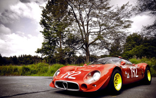 Red sports car street tree - refined free wallpaper