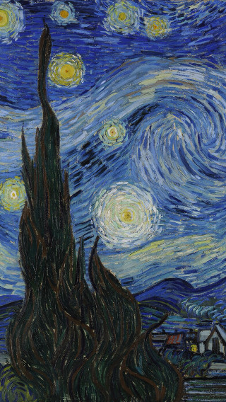 Tree stars sky building painting - a building in the background free wallpaper