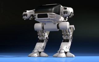 Robot blue surface black background - 3 d model free wallpaper