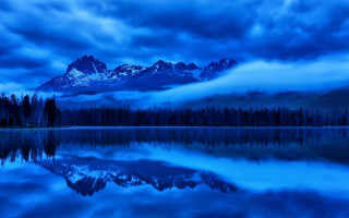 Mountain range reflection night clouds - ansel adams free wallpaper