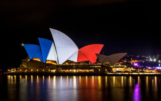 Large boat sails city night - sail free wallpaper