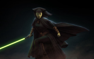 Cartoon character green lightsaber fantasy - his hand free wallpaper for desktop