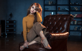 Woman chair library nails blue - a character portrait free wallpaper