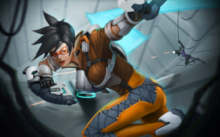 Futuristic woman robot action splash - a light saber free wallpaper