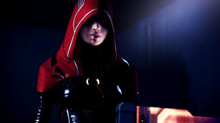 Woman red hoodie black gloves - a red hoodie free wallpaper