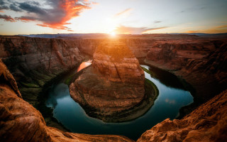 Canyon river sunset mountain forest - a sky line free wallpaper