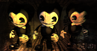 Cartoon characters dark room light 2 - three cartoon character free wallpaper