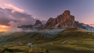 Mountain winding road cloudy sky 2 - andrea orcagna free wallpaper