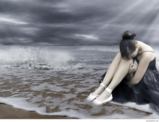 Woman beach black dress white - white shoe free wallpaper