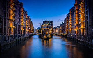 River city night buildings bridge - a city next free wallpaper