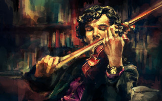 Man playing violin room bookshelves - drew struzan free wallpaper