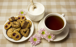 Cookies tea flower checkered plate - clara peeters free wallpaper