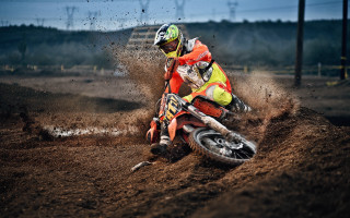 Dirt bike rider dirt track 5 - the background and a sky background free wallpaper