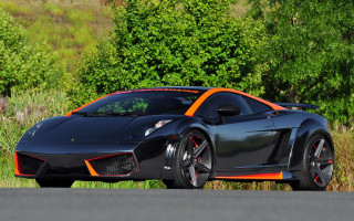 Black orange sports car forest - matte finish free wallpaper