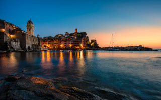 City lights night water boat - the waters edge free wallpaper