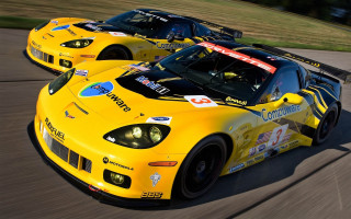 Yellow sports cars race track - a number free wallpaper
